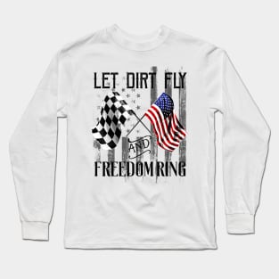 American Flag 4th Of July Dirt Bike Motocross Racing Long Sleeve T-Shirt